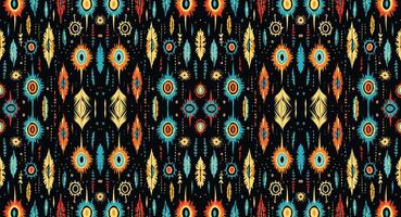 A seamless pattern, geometric tribal patterns, geometric batik, Ikat seamless, aztec style , ethnic boho seamless pattern, luxury decorative textile pattern., fabric, curtain, carpet, Batik Embroidery vector