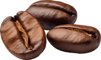 AI generated Three roasted coffee bean, PNG