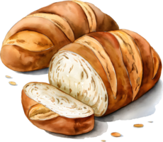 Sliced bread watercolor element, Png transparent