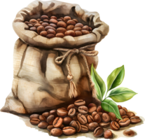 ai generato caffè Borsa acquerello png