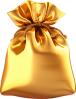 AI generated Gold money bag 3D icon, PNG transparent