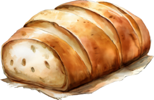 Bread watercolor element, Png transparent