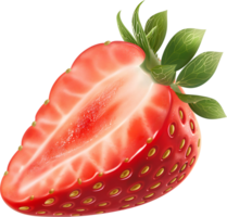 AI generated 3d half of strawberry fruit png