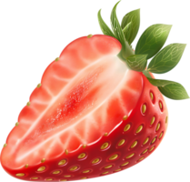 ai gerado 3d metade do morango fruta png