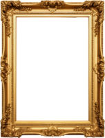 AI generated Gold ancient picture frame vertical size, PNG