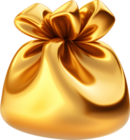 AI generated 3D gold money bag icon, PNG transparent