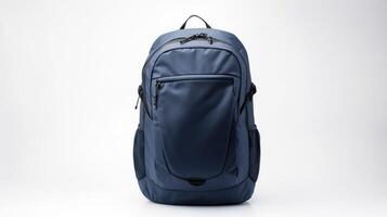 AI generated Navy Blue Travel Backpack Bag isolated on white background with copy space for advertisement. AI Generated photo