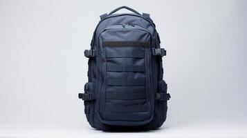 ai generado Armada azul táctico mochila bolso aislado en blanco antecedentes con Copiar espacio para anuncio publicitario. ai generado foto