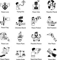 haz de paz conciencia glifo íconos vector