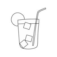 Hand-Drawn Sketch of a Refreshing Iced Drink With Lemon and Straw vector