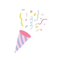 Colorful Confetti Erupting From a Festive Firecracker on a White Background vector