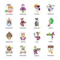 Collection of Shrove Tuesday Flat Icons vector