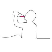 vino botella y vaso continuo uno línea Arte dibujo minimalista diseño vector y ilustración