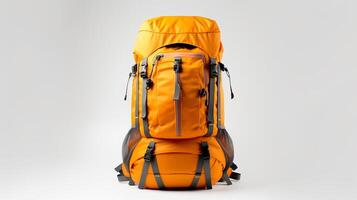 ai generado naranja excursionismo mochila bolso aislado en blanco antecedentes con Copiar espacio para anuncio publicitario. ai generado foto