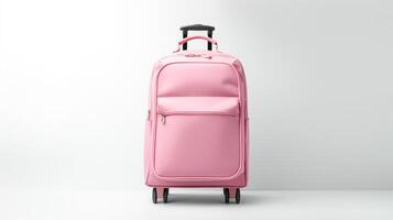 AI generated Pink Rolling Backpack Bag isolated on white background with copy space for advertisement. AI Generated photo