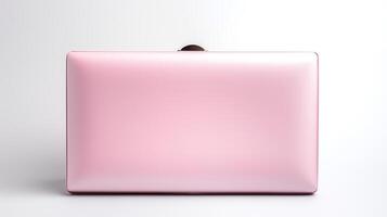 AI generated Pink Box Clutch Bag isolated on white background with copy space for advertisement. AI Generated photo