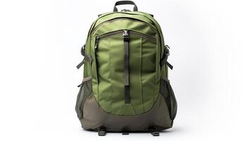 AI generated Olive Travel Backpack Bag isolated on white background with copy space for advertisement. AI Generated photo