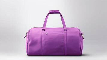 AI generated Purple Duffel Bag isolated on white background with copy space for advertisement. AI Generated photo