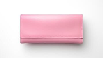 AI generated Pink Foldover Clutch Bag isolated on white background with copy space for advertisement. AI Generated photo