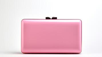 AI generated Pink Box Clutch Bag isolated on white background with copy space for advertisement. AI Generated photo