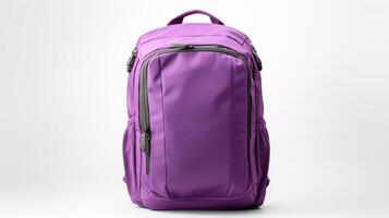 AI generated Purple Camera Backpack Bag isolated on white background with copy space for advertisement. AI Generated photo