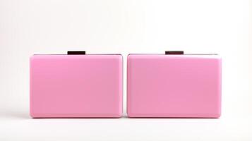 AI generated Pink Hardcase Clutch Bag isolated on white background with copy space for advertisement. AI Generated photo