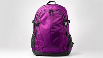 AI generated Purple Daypack Bag isolated on white background with copy space for advertisement. AI Generated photo