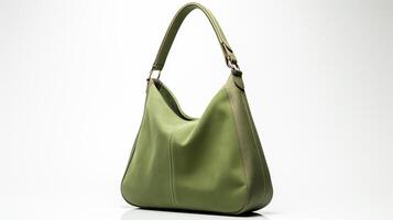 AI generated Olive Hobo Bag isolated on white background with copy space for advertisement. AI Generated photo