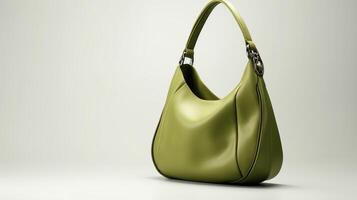 AI generated Olive Hobo Bag isolated on white background with copy space for advertisement. AI Generated photo