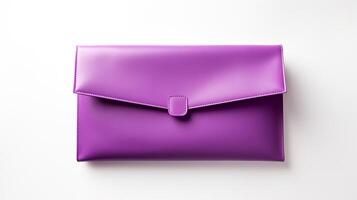 AI generated Purple Foldover Clutch Bag isolated on white background with copy space for advertisement. AI Generated photo