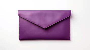 AI generated Purple Envelope Clutch Bag isolated on white background with copy space for advertisement. AI Generated photo