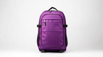 AI generated Purple Rolling Backpack Bag isolated on white background with copy space for advertisement. AI Generated photo