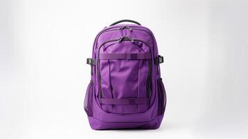 AI generated Purple Rolling Backpack Bag isolated on white background with copy space for advertisement. AI Generated photo