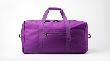 AI generated Purple Duffel Bag isolated on white background with copy space for advertisement. AI Generated photo