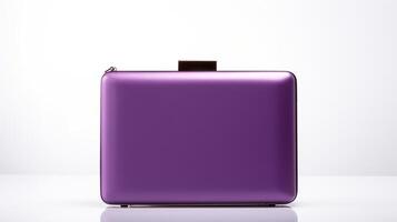 AI generated Purple Minaudiere Bag isolated on white background with copy space for advertisement. AI Generated photo