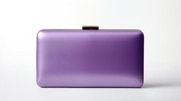 AI generated Purple Hardcase Clutch Bag isolated on white background with copy space for advertisement. AI Generated photo