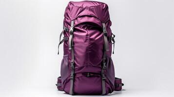 AI generated Purple Hiking Backpack Bag isolated on white background with copy space for advertisement. AI Generated photo