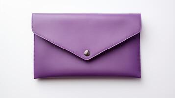 AI generated Purple Envelope Clutch Bag isolated on white background with copy space for advertisement. AI Generated photo