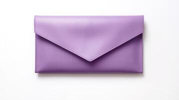 AI generated Purple Envelope Clutch Bag isolated on white background with copy space for advertisement. AI Generated photo