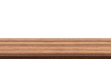 empty larch wood table top with isolated transparent background, blank countertop for product montage advertising png