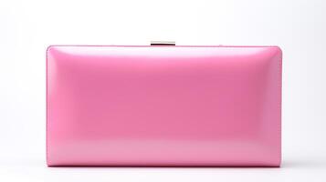 AI generated Pink Frame Clutch Bag isolated on white background with copy space for advertisement. AI Generated photo