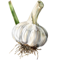 AI generated botanical illustration of a garlic white background png