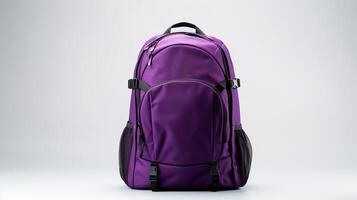 AI generated Purple Camera Backpack Bag isolated on white background with copy space for advertisement. AI Generated photo