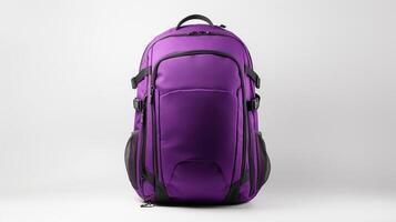 AI generated Purple Travel Backpack Bag isolated on white background with copy space for advertisement. AI Generated photo