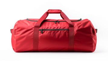 AI generated Red Duffel Bag isolated on white background with copy space for advertisement. AI Generated photo