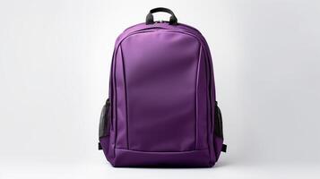 AI generated Purple Camera Backpack Bag isolated on white background with copy space for advertisement. AI Generated photo