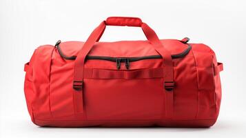 AI generated Red Duffel Bag isolated on white background with copy space for advertisement. AI Generated photo