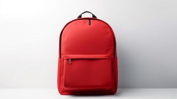 AI generated Red Fashion Backpack Bag isolated on white background with copy space for advertisement. AI Generated photo