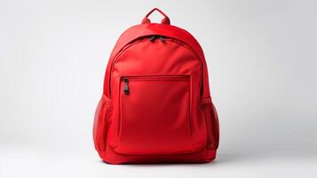 AI generated Red Daypack Bag isolated on white background with copy space for advertisement. AI Generated photo
