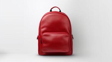 AI generated Red Fashion Backpack Bag isolated on white background with copy space for advertisement. AI Generated photo